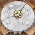 thumbnail image 2 of White Marble Round Tablecloth 54 inches Grey White Abstract Art Waterproof Oil-Proof Table Cloth Round Table Cover for Holiday Party Picnic Dinner Decor Indoor and Outdoor Use, 2 of 9