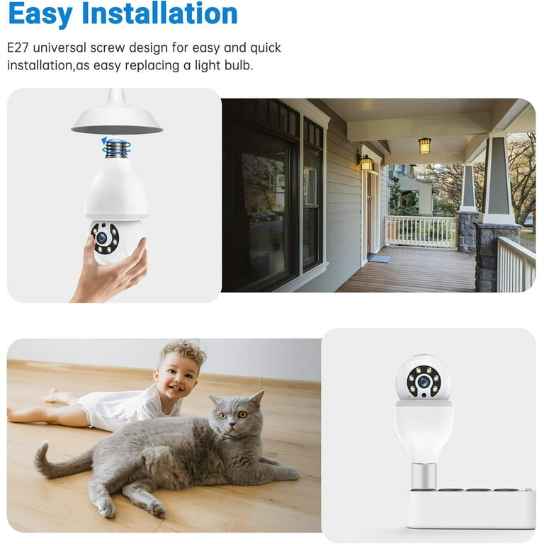 GBIUT 2K Light Bulb Security Camera, 5G and WiFi, 360Â