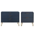thumbnail image 1 of Pemberly Row Commode Standard 2 Pcs à 3 Tiroirs et Table de Nuit 2.0 en Bleu, 1 of 10
