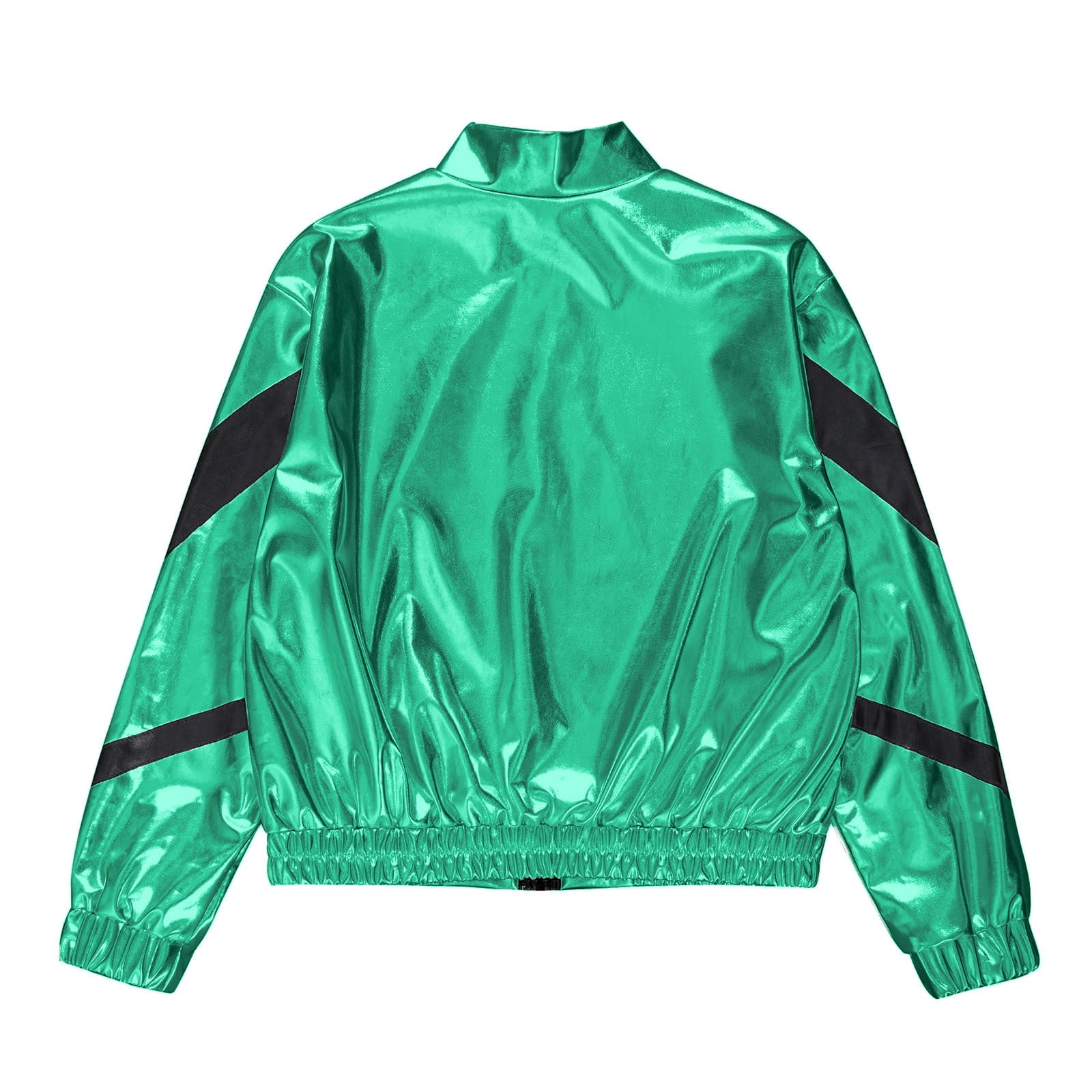 Alvivi Kids Girls Shiny Metallic Long Sleeve Zipper Bomber