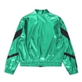 thumbnail image 6 of YONGHS Kids Girls Metallic Bomber Jacket Coat Zipper Hip Hop Jazz Modern Dance Top Outerwear Green 12, 6 of 7