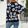 thumbnail image 4 of Women's Long Sleeve Crewneck Knit Sweater Printed Casual Loose Fit Fall Winter Pullover Jumper Sweaters Tops, 4 of 8