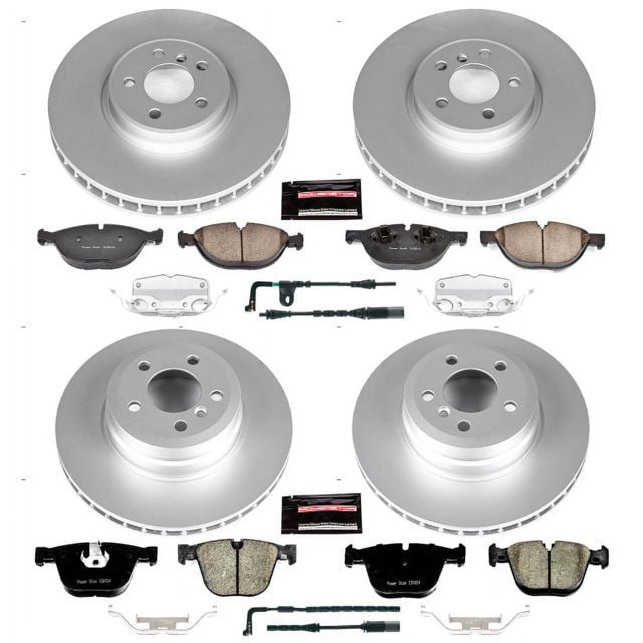 PowerStop Front and Rear Geomet Coated Brake Rotor and Pad Kit Fits: BMW Select Models CRK6145
