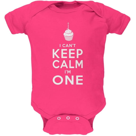 Birthday I Can't Keep Calm I'm 1 One Hot Pink Soft Baby One Piece - 0-3 months