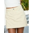 thumbnail image 5 of Rdhnmea Women Summer Denim Skorts Casual Solid Color Elastic Mini Skirt, 5 of 9