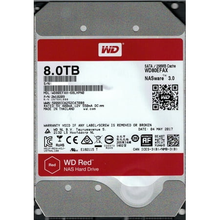 WD80EFAX WD Red 8TB NAS SATA III Hard Disk Drive 3.5 Inch 256MB Cache