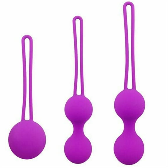Kegel Exercise Weights Kit Ben Wa Balls - Bladder Control Pelvic Floor Exercise Vagina Tightening Vaginal Training Kit For Women And Post-Pregnancy Recover 3-Piece Set-Purple