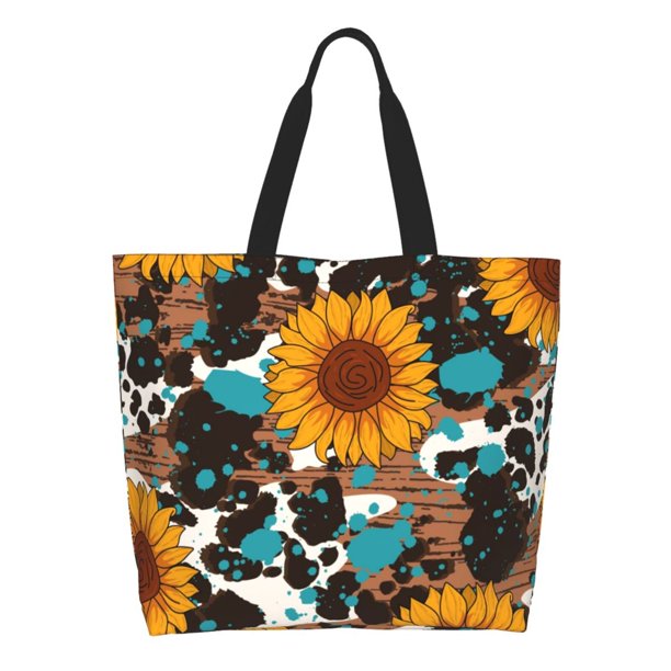 Balery Vintage Sunflowes Bolsa Tote Estilo Estético con Cremalleras, Bolsa de Hombro, Bolsa de Compras Grande y Plegable