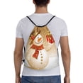 thumbnail image 2 of Drawstring Backpack - Christmas Snowman Gift Splash Proof Small Drawstring Gym Bag for Women Men, Cinch Sports String Bag Backpack for Travel Swimming Beach, 2 of 8