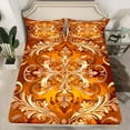 thumbnail image 2 of Erosebridal Boho Damask Bed Sheets Set Queen Size,Baroque Floral Style Bed Sheets Set Queen Size,Gold Orange Gothic Theme Bed Sheets Queen For Teens,Ultra Soft Room Decoration，4 Pieces, 2 of 8