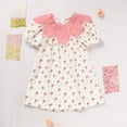 thumbnail image 2 of ZEHJUHAN Toddler Girls' Cute Floral Print Dress, All-Over Pattern Bubble Sleeve A-Line Princess Dress Pink，18-24M, 2 of 11