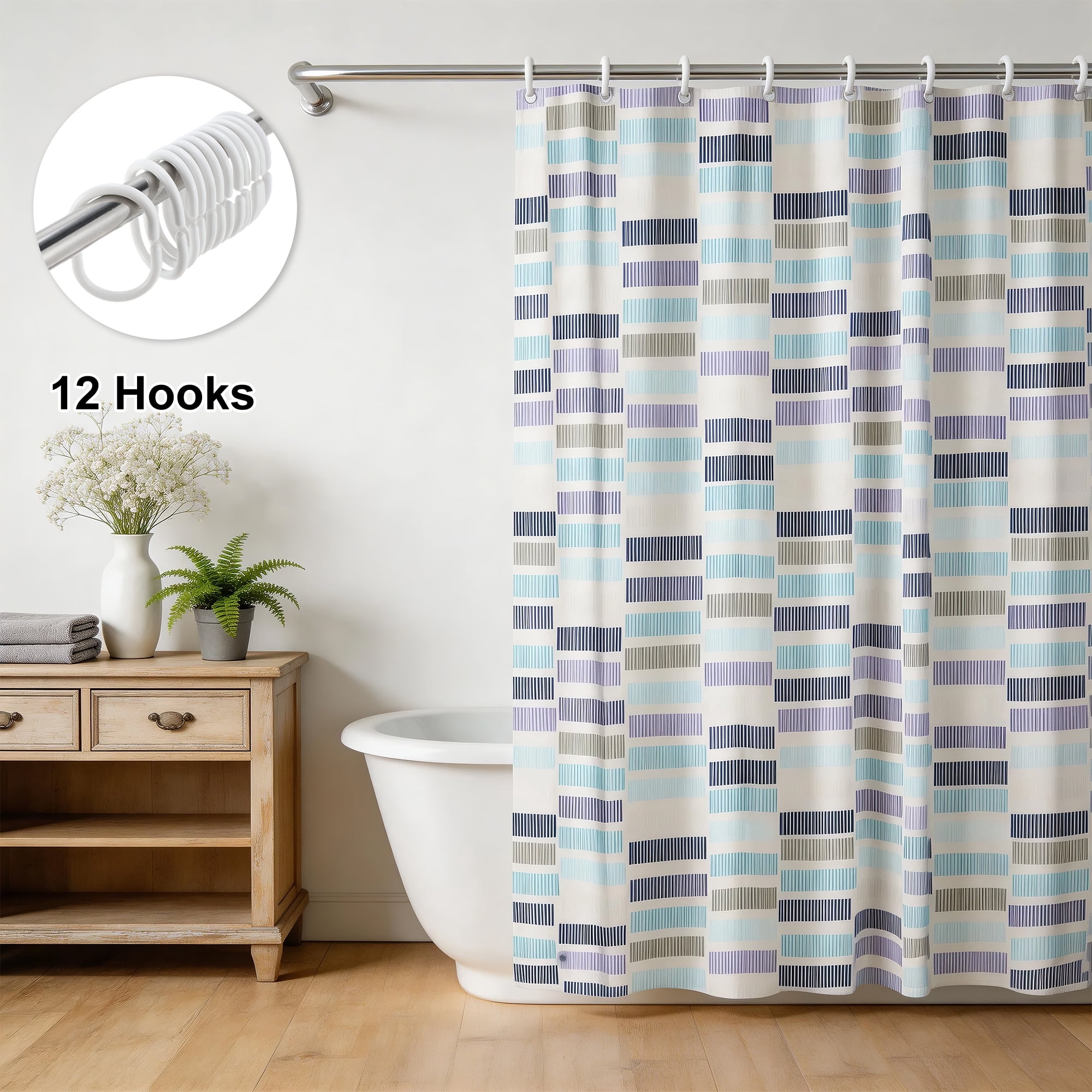 Unique Bargains Durable Waterproof Geometric Pattern Shower Curtain 70.87x70.87
