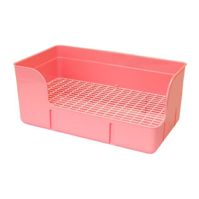 Almencla Pet Rabbit Litter Box Bedpan Rabbit Urinal Tray for Ferrets Chinchillas Rats Pink