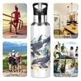 thumbnail image 5 of Water Bottles 20oz Straw Lid Wide Mouth Stainless Steel for School Sport Travel Watercolor Killer Whales, 5 of 9