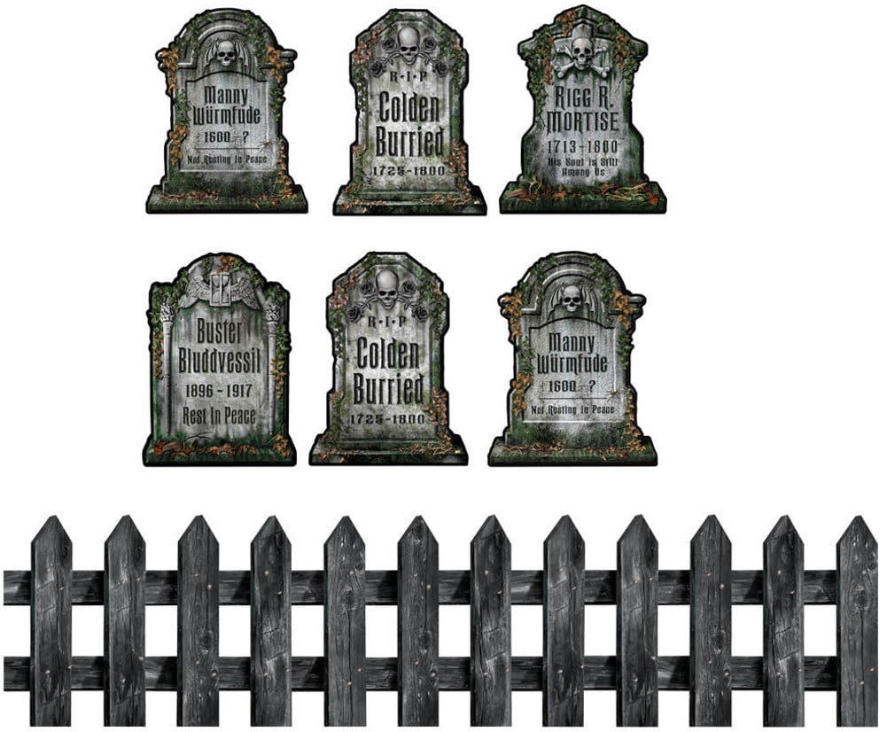 9 Piece 6" 24" Halloween Tabletop Graveyard Props Scene Setter