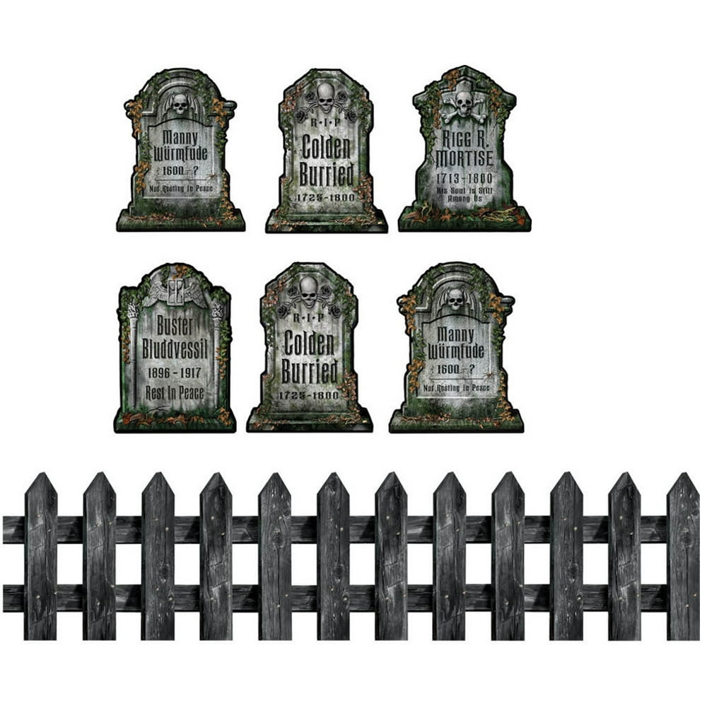 9 Piece 6" 24" Halloween Tabletop Graveyard Props Scene Setter