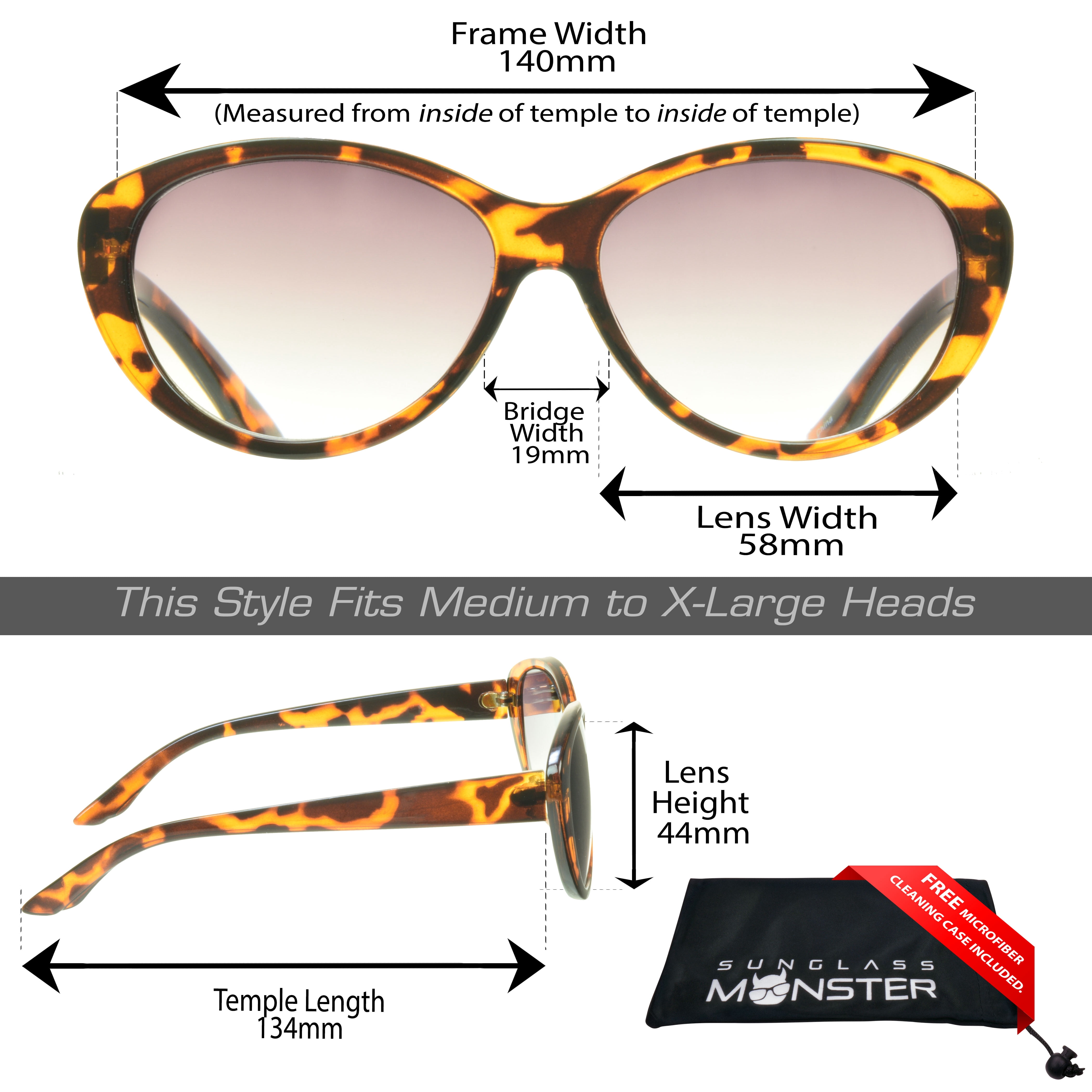 proSPORT Reading Sunglass Reader Cat Eye Black & Tortoise Women NOT BIFOCAL