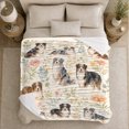 thumbnail image 5 of Australian Shepherds with Soft Leaf Pattern, Calm Botanical Style for Dog Lovers, Cream Pet Portrait Motif and Birthday Gift, Cozy Flannel Blanket for Bedroom and Guest Room, Home Decor, 5 of 9