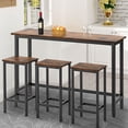 thumbnail image 4 of SYNGAR Counter Height Bar Table Set, Modern 4 Pieces Dining Table Set, Long Pub Table and 3 Stools, 3-Person Dining Table and Stools Set, Kitchen Side Table Set for Breakfast, Brown, D6413, 4 of 10