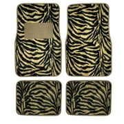 New 4PC Animal Print Gold Zebra Floor Mat Set Universal For Cars Trucks SUVs