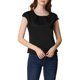 thumbnail image 1 of INSPIRAR CHIC Blusa de manga corta de mujer, de seda, con cuello redondo, plisada, casual y elegante, talla S, color negro, 1 of 7