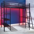 X Rocker Fortress Gaming Bunk with Desk and Shelves, Twin, Black/Red