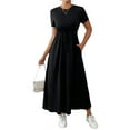 thumbnail image 2 of Women'S Short Sleeve Maxi Dresses Casual Long Dress with Pockets Black XL, 2 of 8