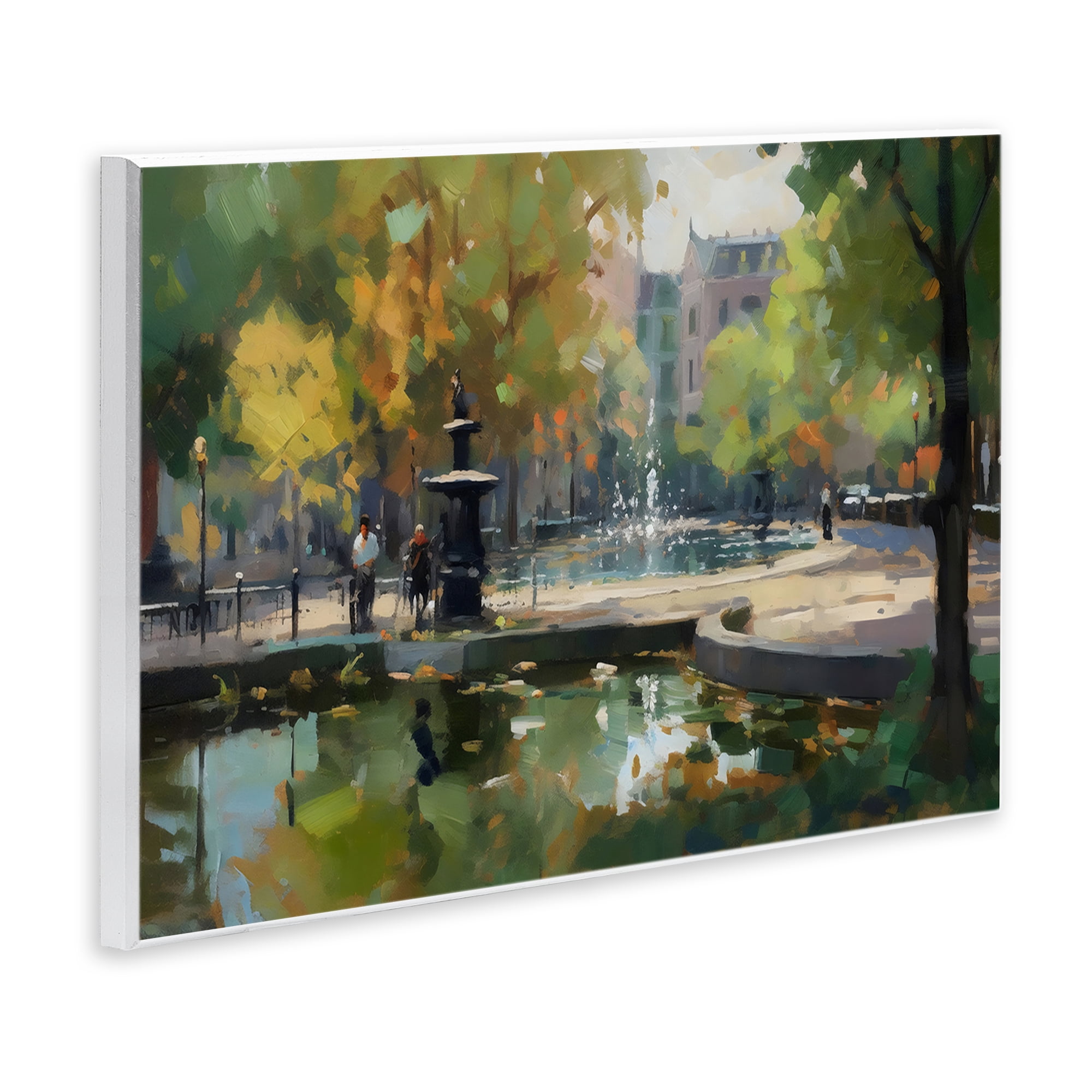 Stupell Industries Autumn Reflections at Park Fountain Wall Plaque Art, design by Creative Studio