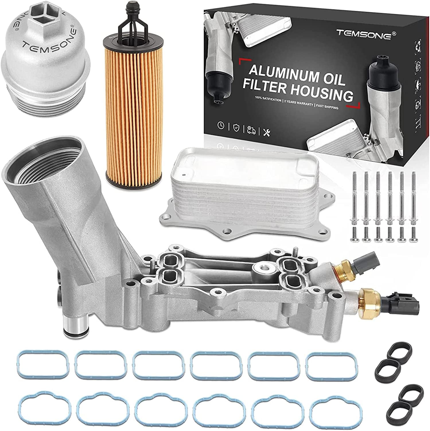 926959 Full Aluminum Engine Oil Filter Housing with Oil Cooler Sensors and Gaskets Kit