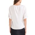 thumbnail image 3 of INSPIRAR CHIC Blusa de Trabajo Elegante de Cuello Redondo y Manga Corta para Mujeres M Blanca, 3 of 6