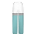 thumbnail image 5 of AHTJRT Linen Pants for Women Drawstrings Striped Colorblock Trousers with Pockets Casual Lounge Streetwear Side Slit Slacks Light Blue M, 5 of 6