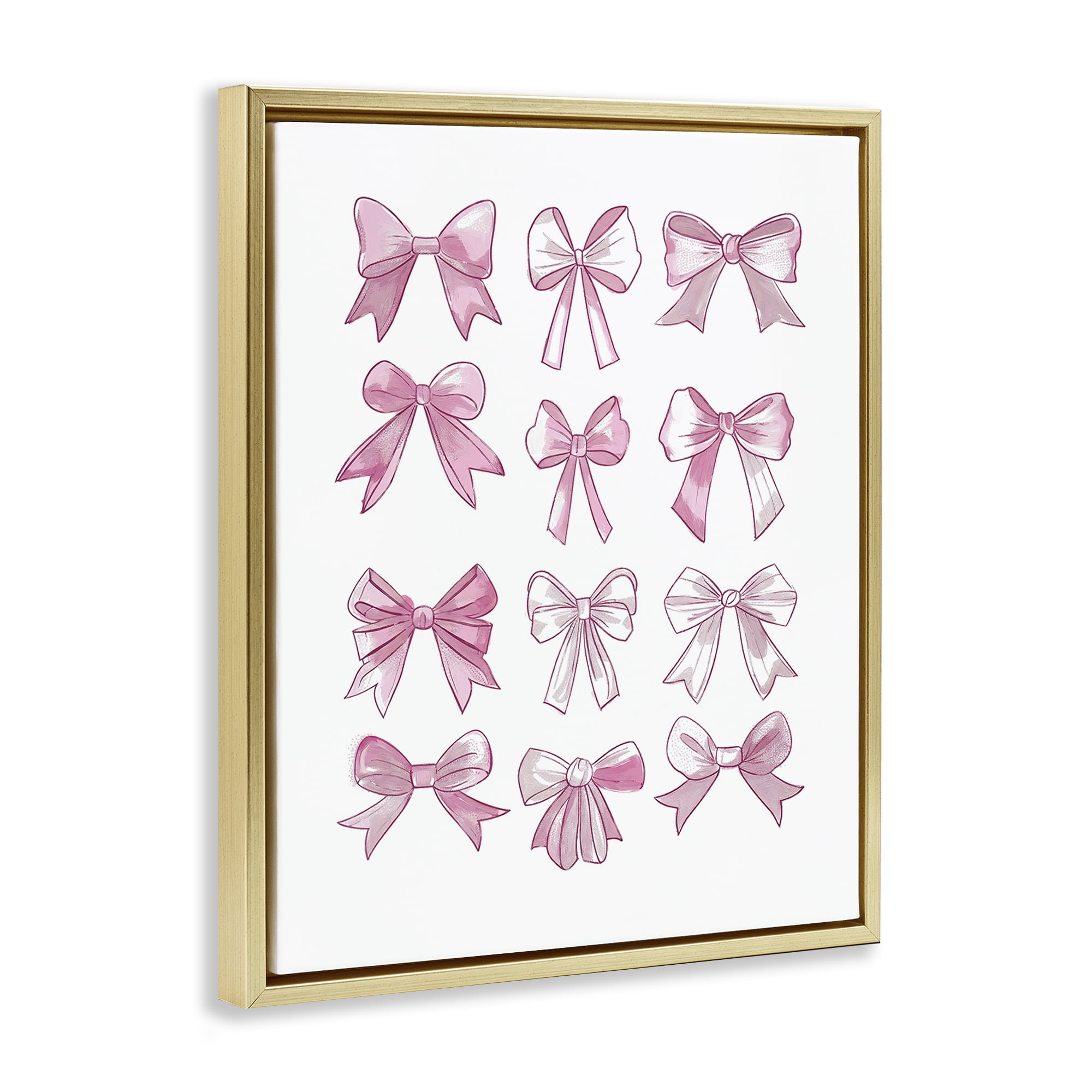 Stupell Industries Fabulous Bows Pattern Beauty & Fashion Painting Gold Floater Framed Art Print Wall Art, 25 x 31