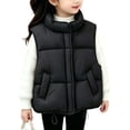 thumbnail image 5 of Besolor Toddler Kids Girls Puffer Vests Sleeveless Lightweight Casual Fall Winter Thicken Warm Button Waistcoat Coat with Pockets(10-11 Years,Black), 5 of 5