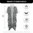 thumbnail image 6 of HELLHERO Half Sleeve Swim Coverup for Beach Polyester Loose Bathing Suit Cover Up Gray White Floral, 6 of 6