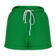 thumbnail image 4 of YUGYXL Waffle Shorts for Women Drawstring Stretch Waist Short Pants with Pockets Summer Lightweight Shorts Holiday Pants Green S, 4 of 6