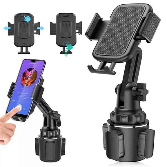 Audessy Car Cup Phone Holder, Universal 360° Adjustable Car Mount Cup Stand Cradle Holder For Cell Phone, Stable & No Shake Design for All Smartphones, Black