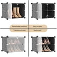 thumbnail image 6 of Portable Shoe Rack Organizer with Door, 96 Pairs Shoe Storage Cabinet Easy Assembly, Plastic Adjustable Shoe Storage Organizer Stackable Detachable Free Standing DIY Expandable 12 Tier Black, 6 of 7