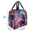 thumbnail image 2 of Yiaed Beautiful Flower Blue Bird Print Insulated Lunch Bag Reusable Cute Tote Lunch Box, Leakproof Cooler Lunch Bags for Work Office Travel School Picnic, 2 of 5