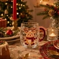 thumbnail image 6 of Christmas Themed Glass Mug with Handle, Christmas Motif Glass Coffee Cup, Santa Reindeer Christmas Tree Snowman Embossed Holiday Drinking Glass, Thickened Clear Glass Festive Winter Beverage Mug, 6 of 8
