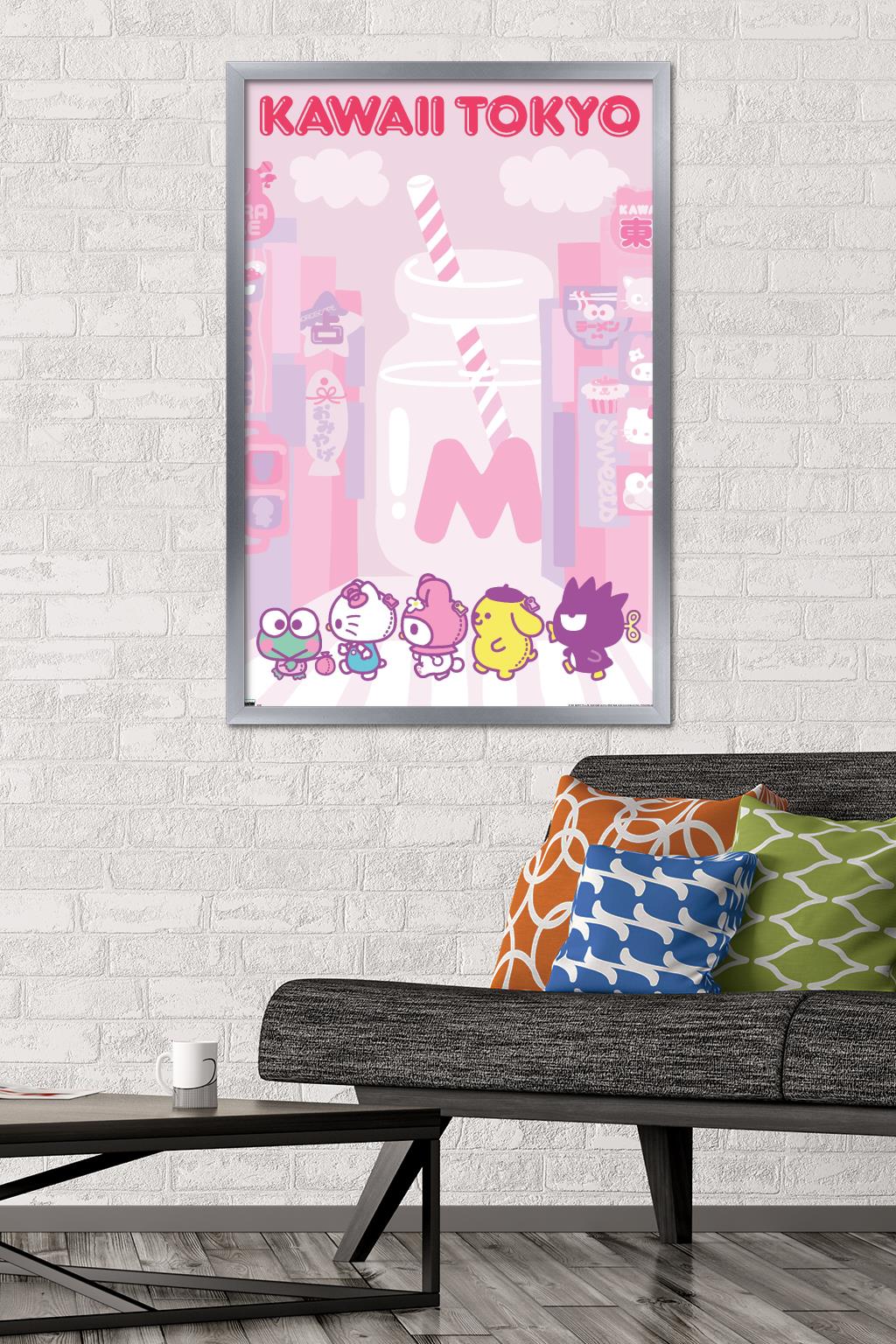 Hello Kitty and Friends - Kawaii Tokyo Wall Poster, 22.375" x 34" Framed