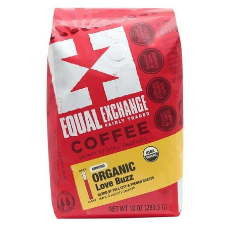 Peace Love Coffee - Equal Exchange Organic Love Buzz Ground Coffee, 10 Ounces