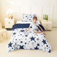 thumbnail image 4 of Manfei Dreamy Stars Printed Twin Comforter Sets,Cute Cartoon Heart Bedding Set,White Navy,Navy Blue Reversible,2 Pieces,1 Comforter and 1 Pillowcase, 4 of 7