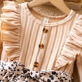 thumbnail image 6 of IVEYRTF FaGirls Long Sleeve Round Neck Princess Dress Elegant Star Print Party Gown for Fall Winter Holiday Christmas Birthday Celebration Toddler Kids Children Outfit(Beige#1,3 Years), 6 of 9