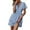 Blue, variant on Womens Casual Dresses Summer Leopard Fashion Printing Casual Short Sleeve V Neck Dress