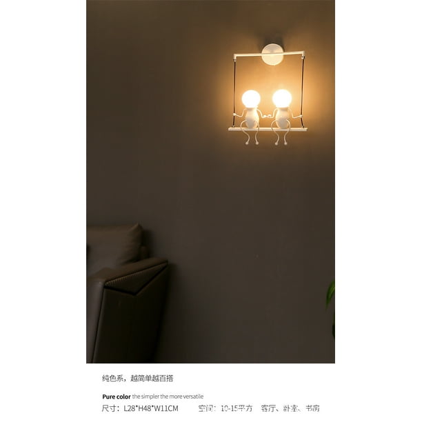 Moderne Lampe Murale Applique Créatif Simplicité Design Petite Personne  Créatif E27 Luminaire Noir pour Chambre d'enfant Couloir Décoratives  Eclairage