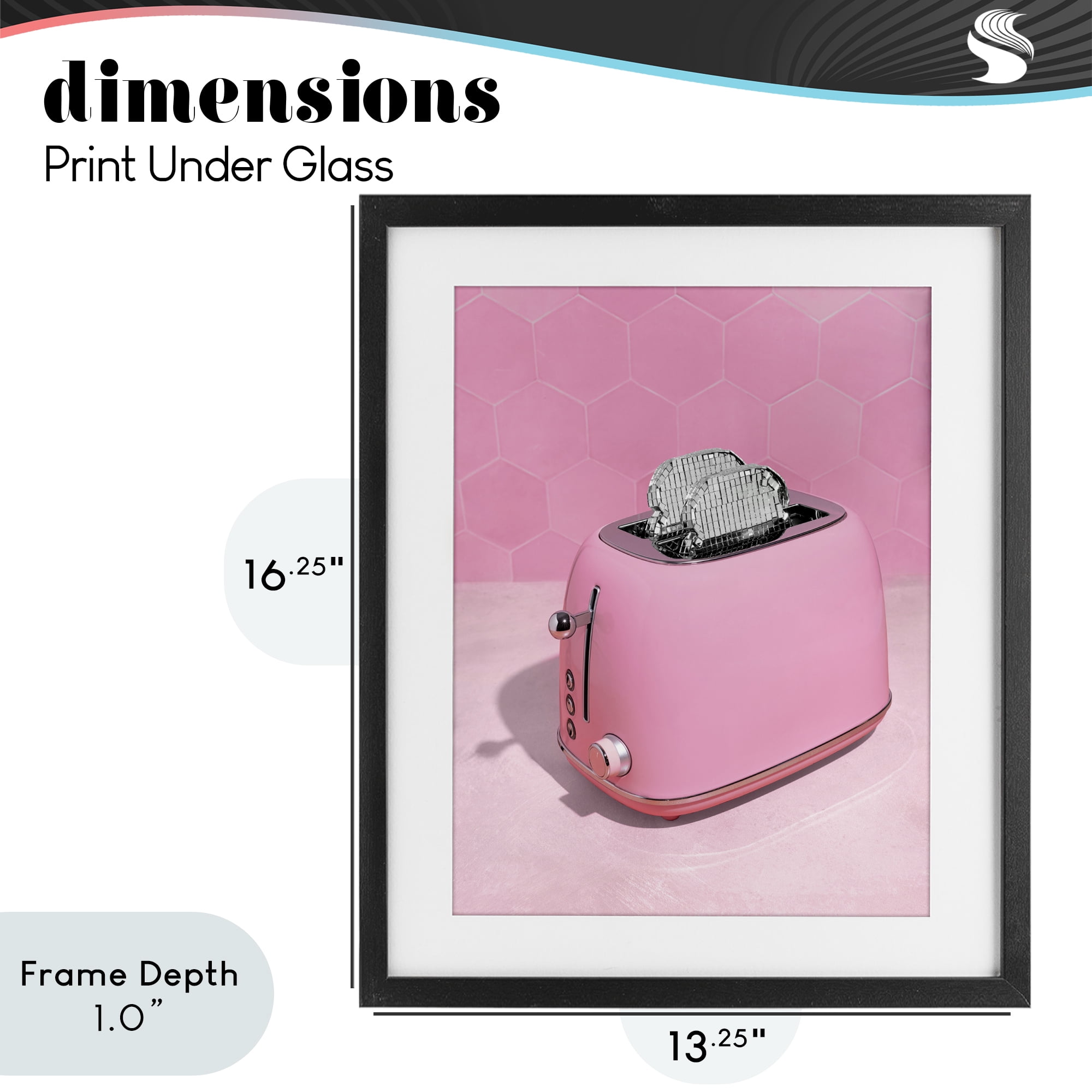 Stupell Industries Disco Toaster over Pink Black Framed Print Under Glass, design by LISH Creative
