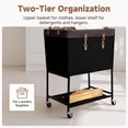 thumbnail image 4 of 2-Tier Rolling Laundry Basket, Heavy Duty Metal Frame with Lockable Wheels, Large Capacity Clothes Hamper for Bedroom Dorm Closet Organization, Black, 4 of 6