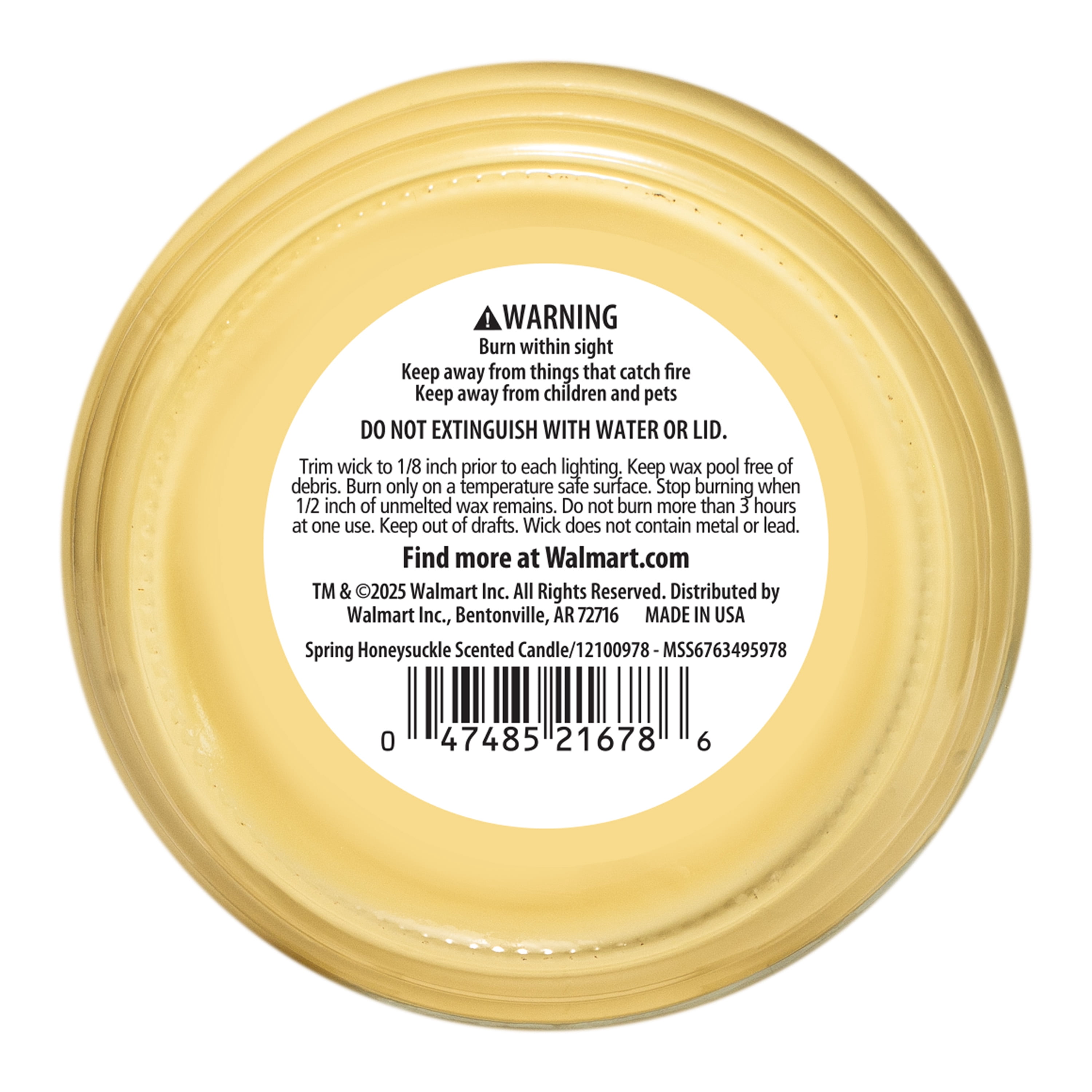 Mainstays Spring Honeysuckle Scented 3-Wick Glass Jar Candle, 11.5 oz