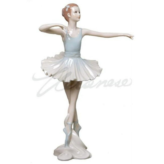 8.75 Inch Porcelain Figurine Graceful Ballerina En Pointe Blue Tutu