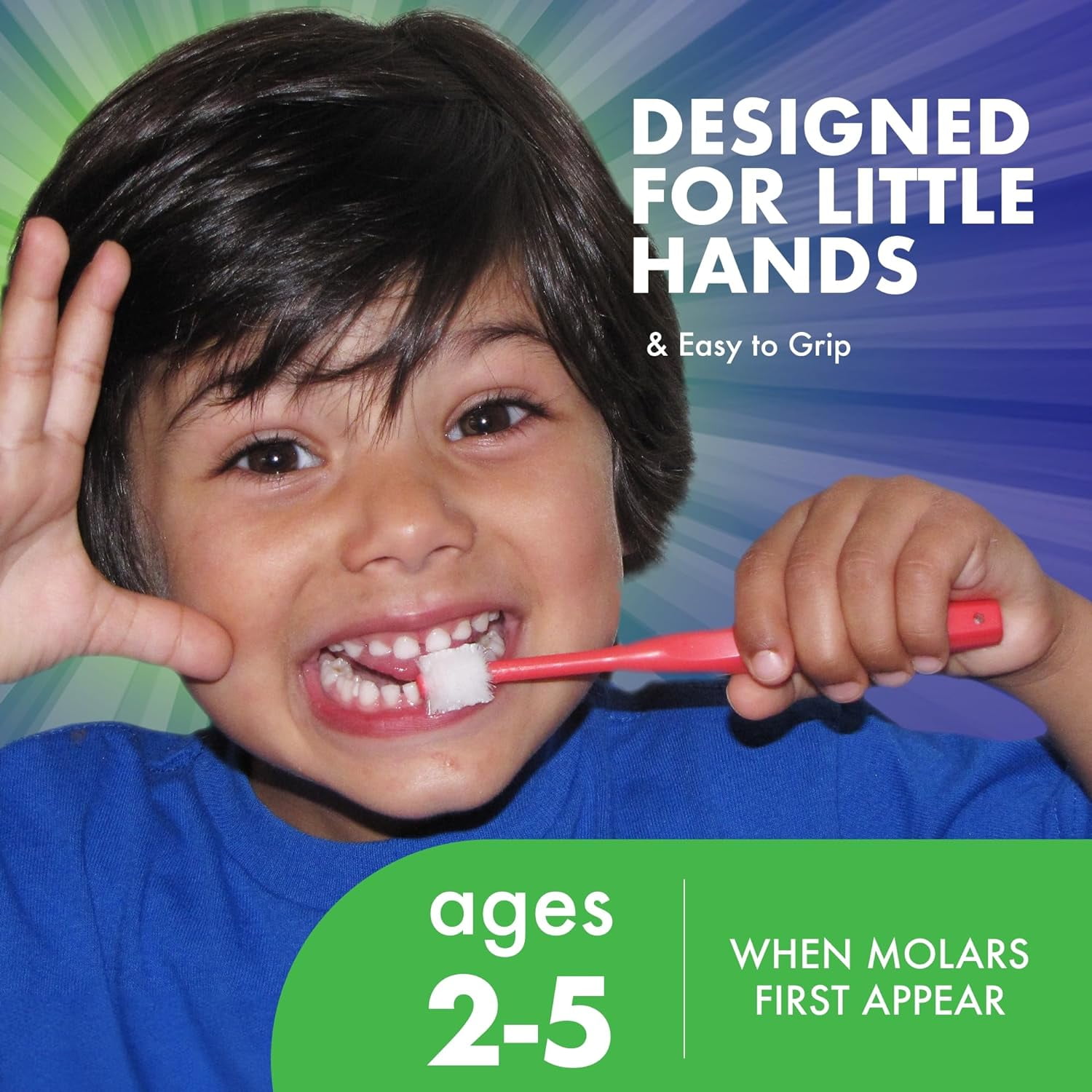 Brilliant Child Toothbrush, Soft Round Head, Ages 2-5, All-Around Clean, Lime 3 Pack